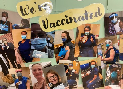 Photos of THRIVE staff getting their COVID vaccinations
