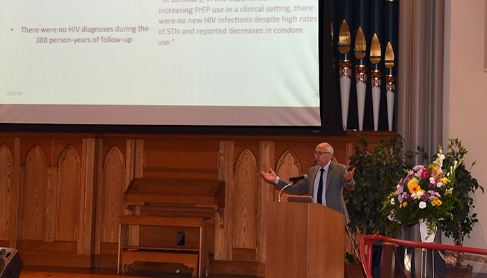 Paul A. Volberding, MD speaking at the 2016 IHV Annual Marlene and Stewart Greenebaum Lecture